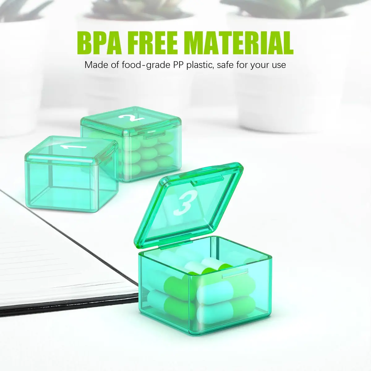 DOHIMGIO 30-Day Pill Organizer Box with Large Compartments | Easy Open Green Case for Vitamins & Medicine - view 4
