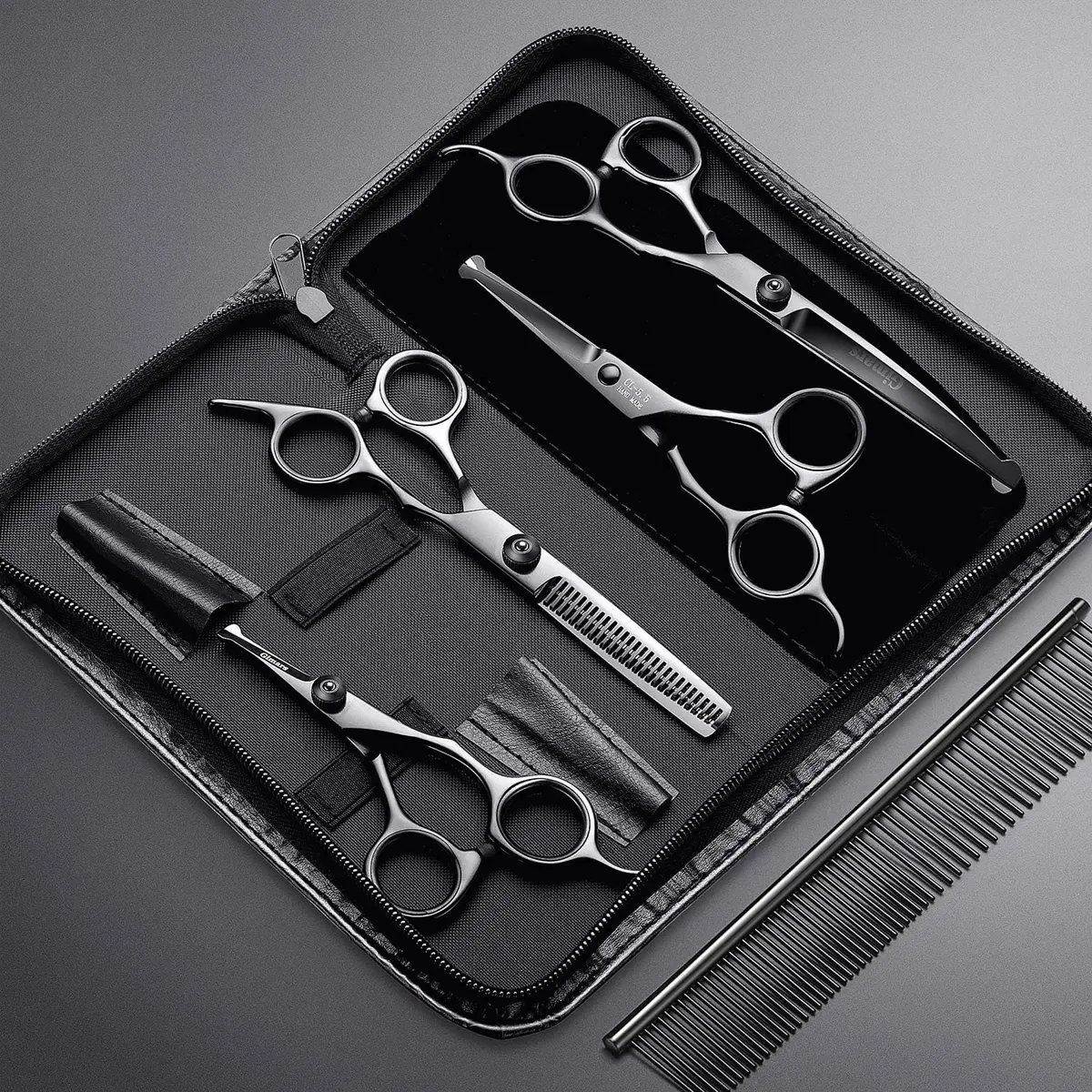 Gimars 7inch Professional 4CR Stainless Steel 6 in 1 Grooming Scissors for Dogs with Safety Round Tip | Heavy Duty Titanium Coated Pet Grooming Shears - view 7
