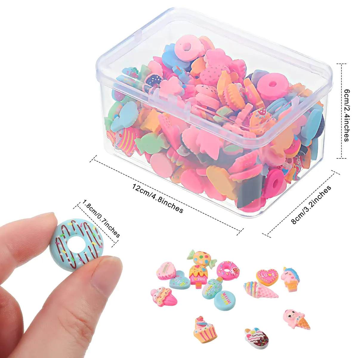 Sumind 200 Pcs Craft Beads Ice Cream Resin Charms | DIY Scrapbooking & Crafts with Bright Colors - view 2