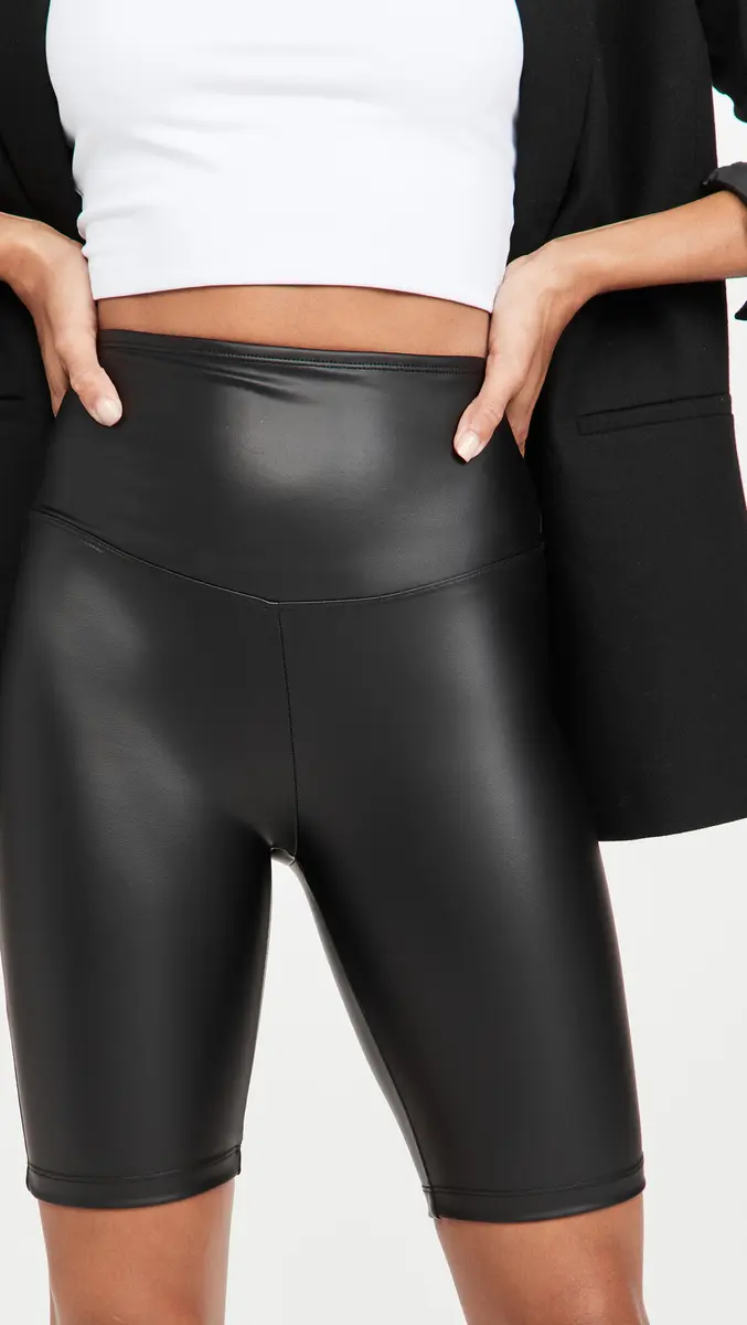 Yummie Women's Faux Leather Biker Short, Large | 4-Way Stretch, Shaping & Comfort - view 2