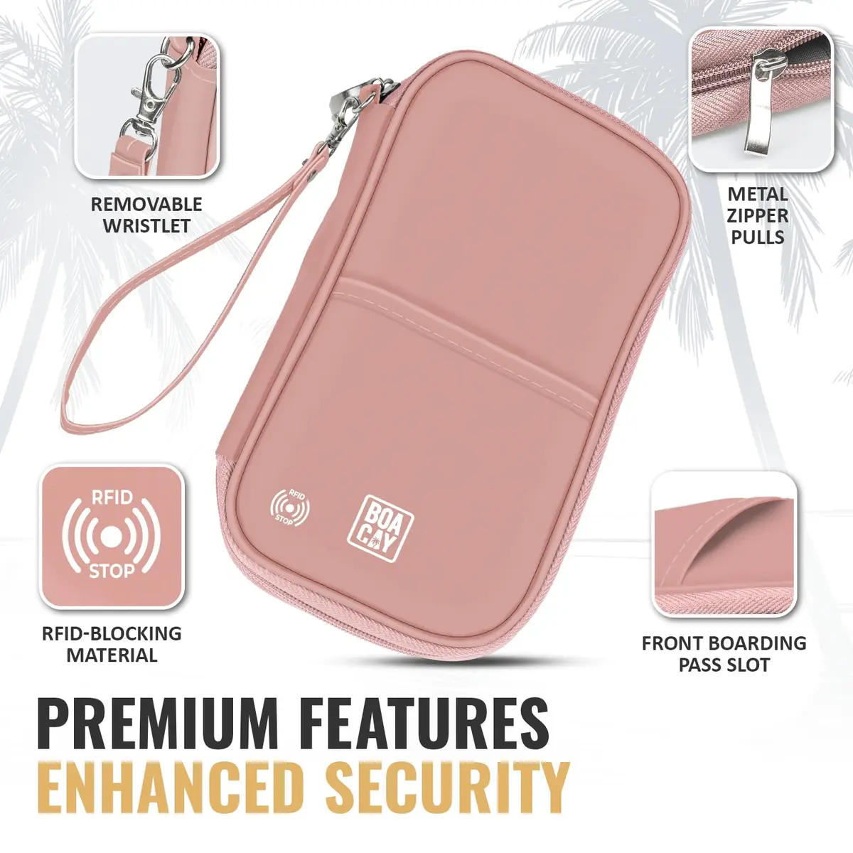 BOACAY Travel Document Organizer with RFID, Family Passport Holder Wallet 13cm (5" W) x 22.5cm (8.9" H) | Secure & Waterproof Travel Essential - view 2