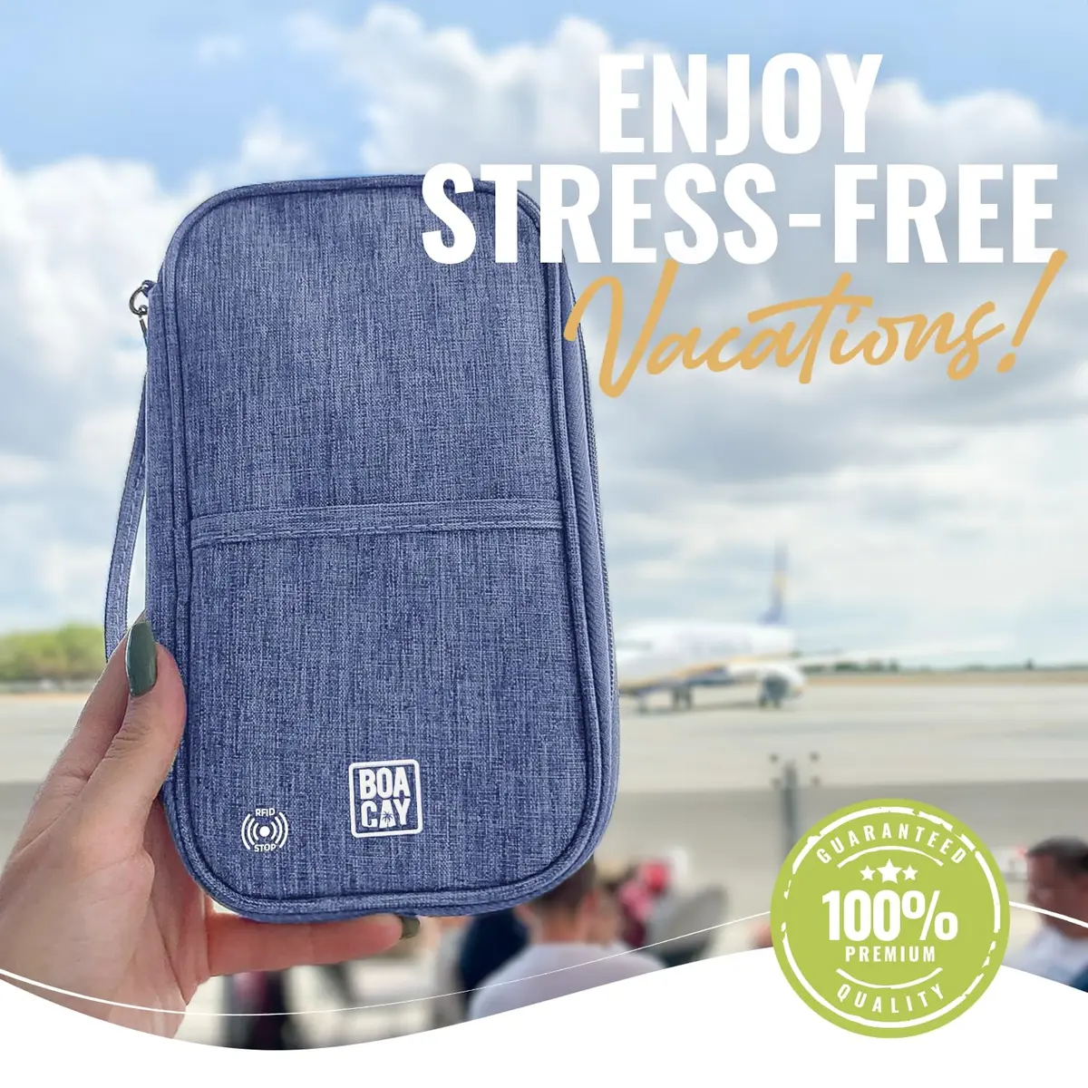 BOACAY RFID Blocking Travel Document Organizer with Wristlet, Family Passport Holder & Wallet 13cm x 22.5cm (Violet Blue) | Waterproof Case for Cards, Boarding Pass, Money - view 6