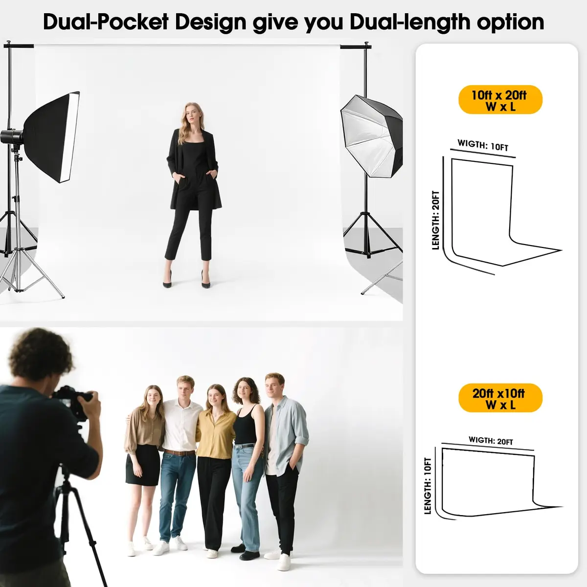 CPLIRIS 10x20ft White Backdrop for Photography | Thick Polyester, Seamless & Wrinkle-Resistant - view 3