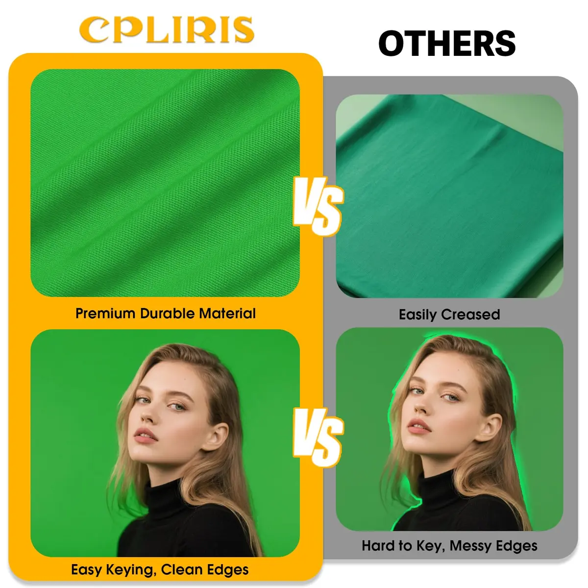 CPLIRIS 10x20ft Green Screen Backdrop for Photography, Dual-Size Dual-Pocket Design | Seamless Chromakey Background for Photoshoot & Video - view 5