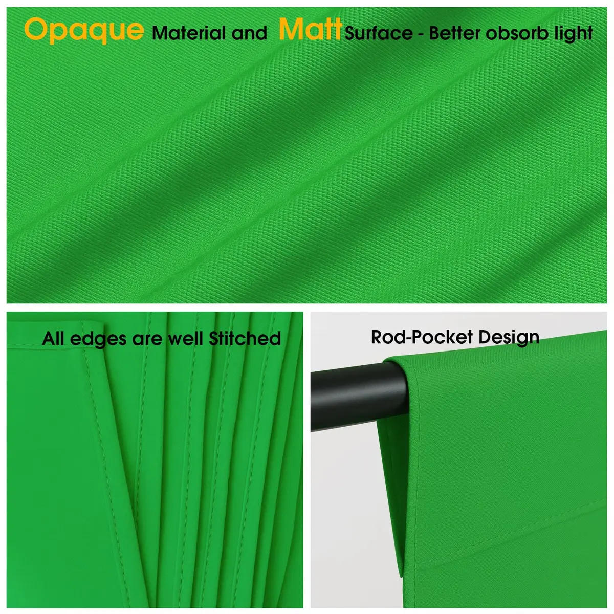 CPLIRIS 10x20ft Green Screen Backdrop for Photography, Dual-Size Dual-Pocket Design | Seamless Chromakey Background for Photoshoot & Video - view 4