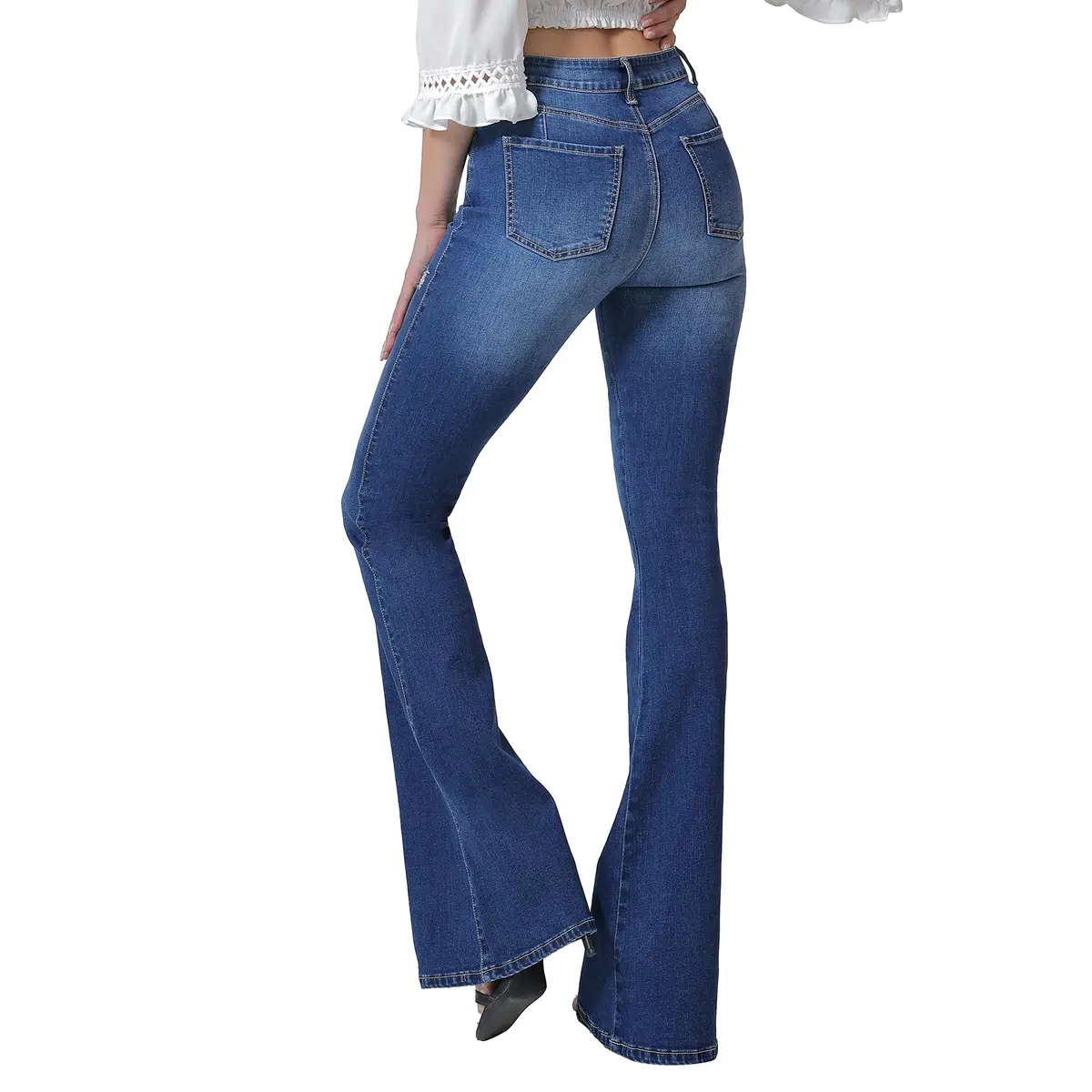 VIPONES Bell Bottom Jeans for Women High Waisted Bootcut Stretch Flare Blue Denim Pants (101, 2) | Vintage 70s Flare Fit with Comfort Stretch - view 8