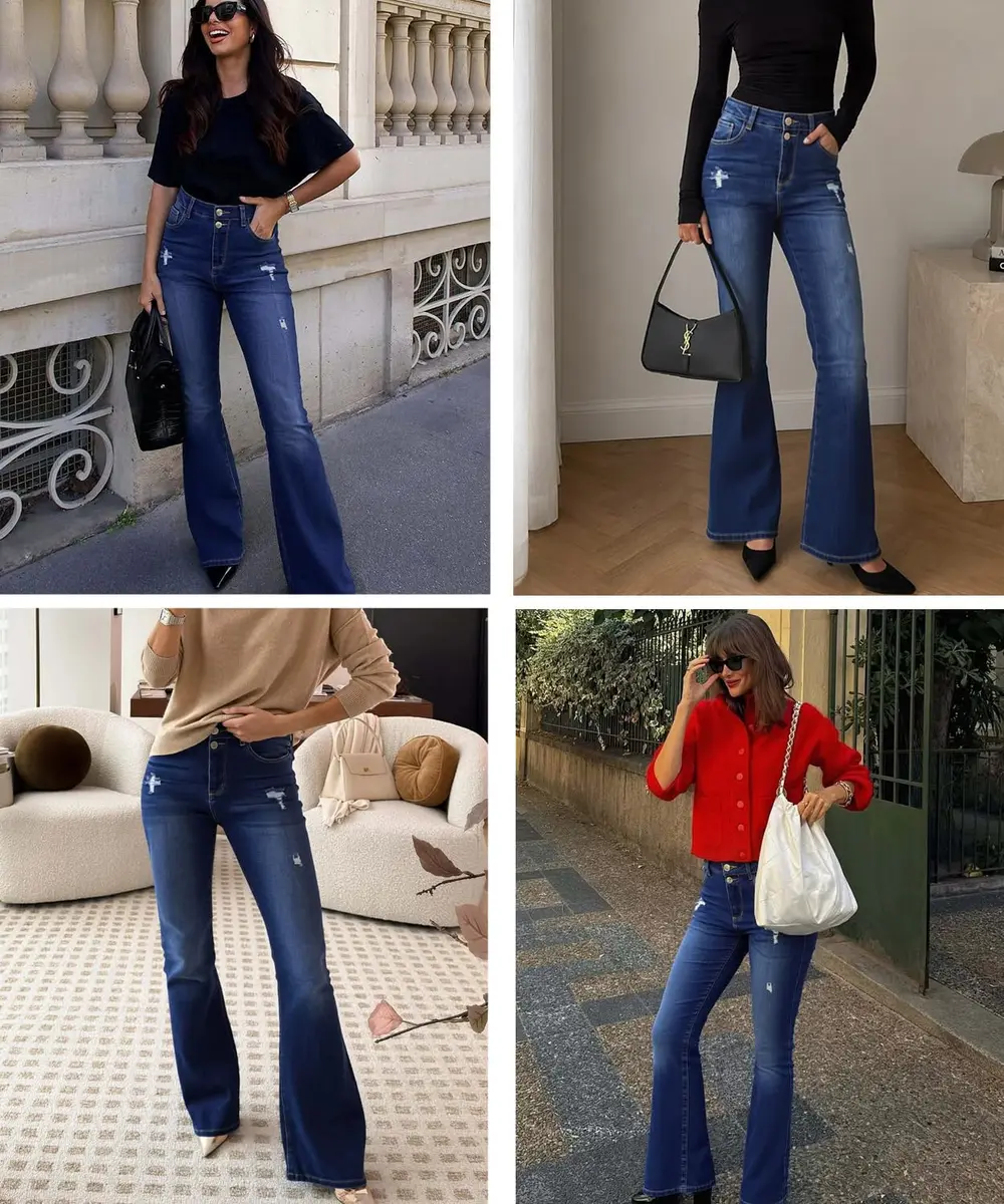 VIPONES Bell Bottom Jeans for Women High Waisted Bootcut Stretch Flare Blue Denim Pants (101, 2) | Vintage 70s Flare Fit with Comfort Stretch - view 3