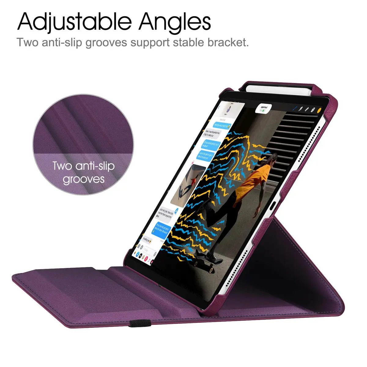 FINTIE Rotating Case for iPad Pro 12.9-inch 6th/5th/4th/3rd Generation | 360° Adjustable, Pencil Holder, Hard Shell, Purple - view 7