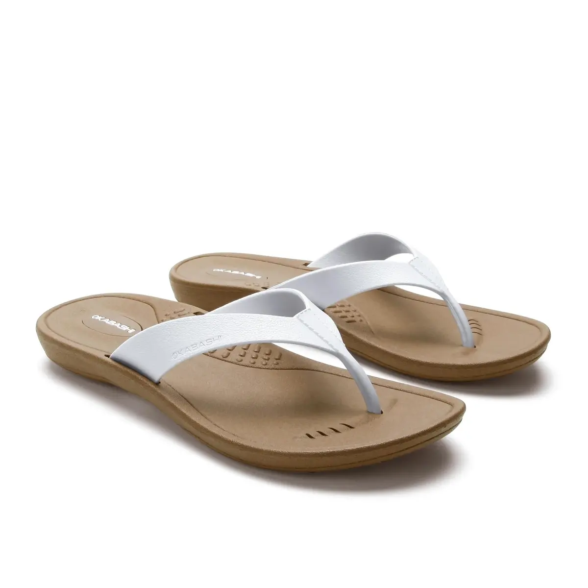 OKABASHI Breeze Flip Flop Toffee/White 8-9 | Contoured Footbed w/Arch Support for All-Day Comfort - main product image