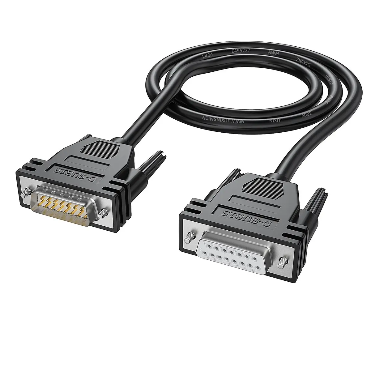 JUXINICE DB15 Male to Female Serial Cable 1.52 m (5 ft) | Double Shielded Extension Cord - main product image