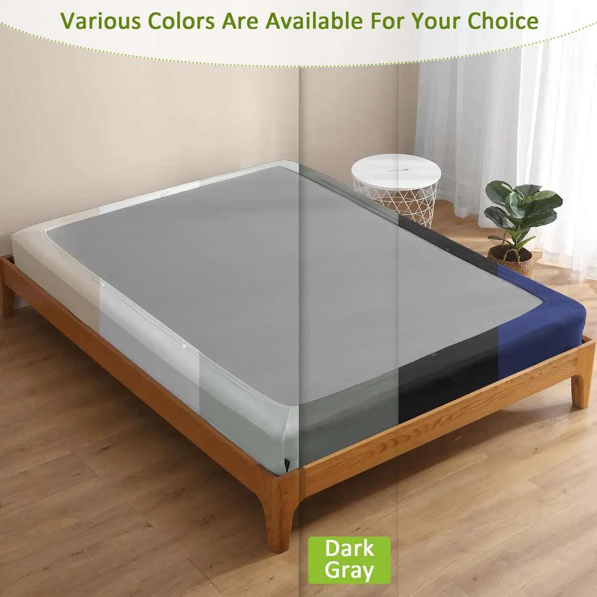 Bedecor 4-9 Inch Split Box Spring Cover, King/Cal King, Dark Gray | Modern, Stretchy & Dustproof - view 8