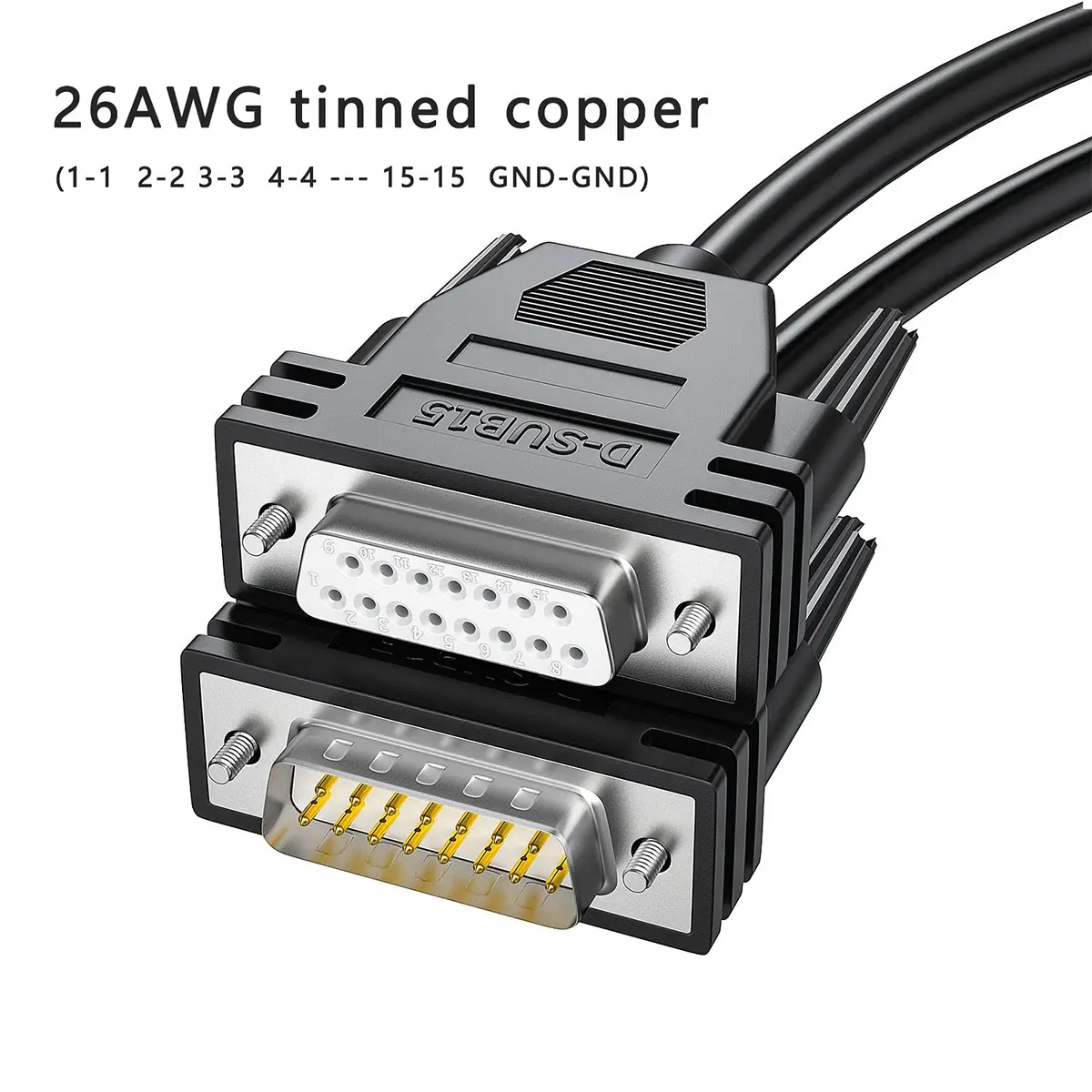 JUXINICE DB15 Male to Female Cable 3.05m (10ft) | Double Shielded 26AWG Tinned Copper Straight Through Cord - view 5