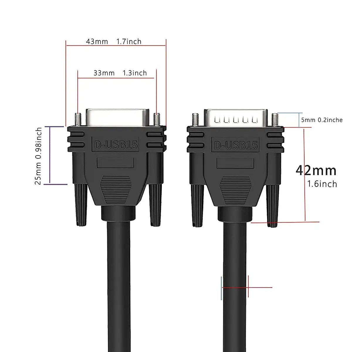 JUXINICE DB15 Male to Male Serial Cable 1.5m (5ft) | 40Gbps Data Transfer - view 5