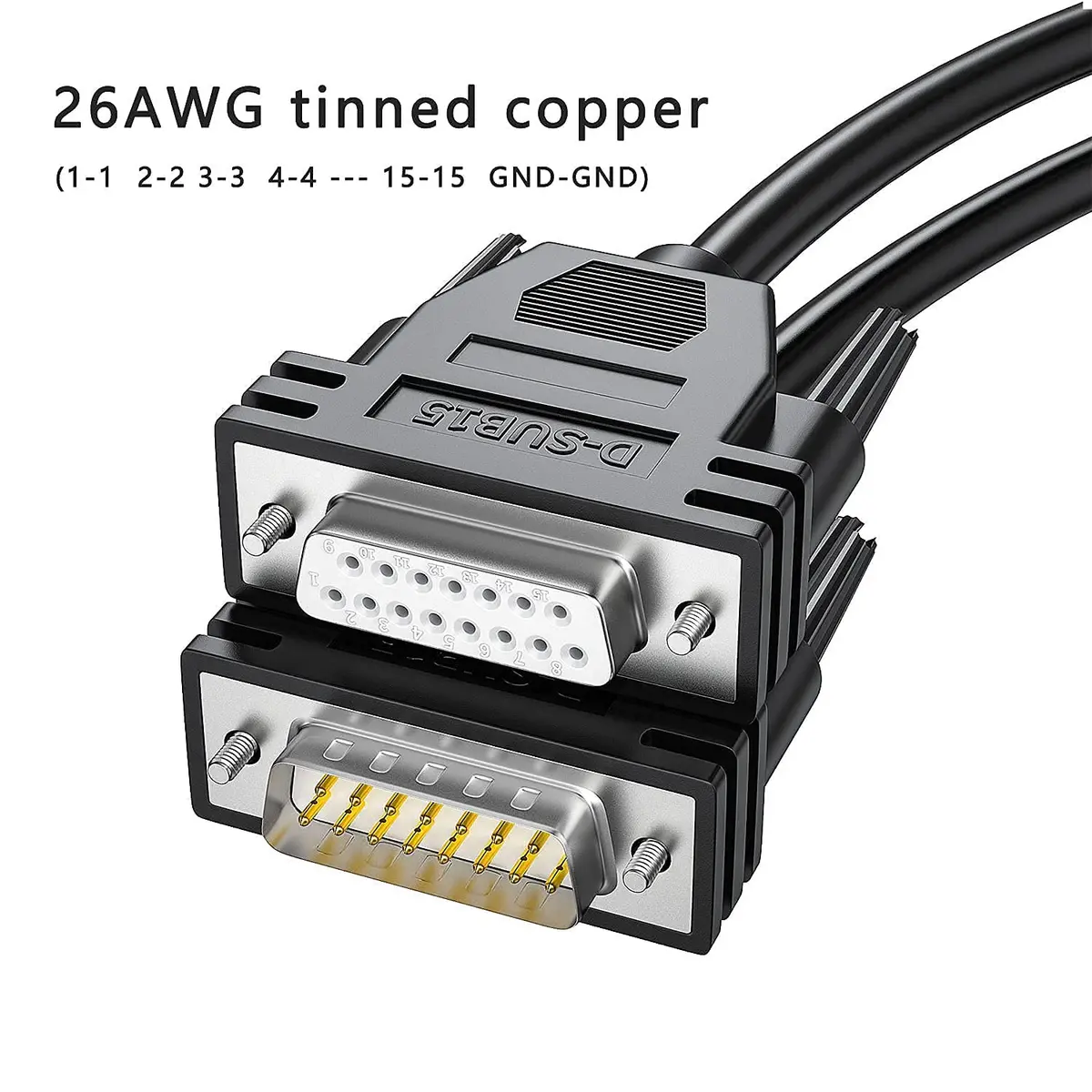 JUXINICE DB15 Male to Male Serial Cable 1.5m (5ft) | 40Gbps Data Transfer - view 6