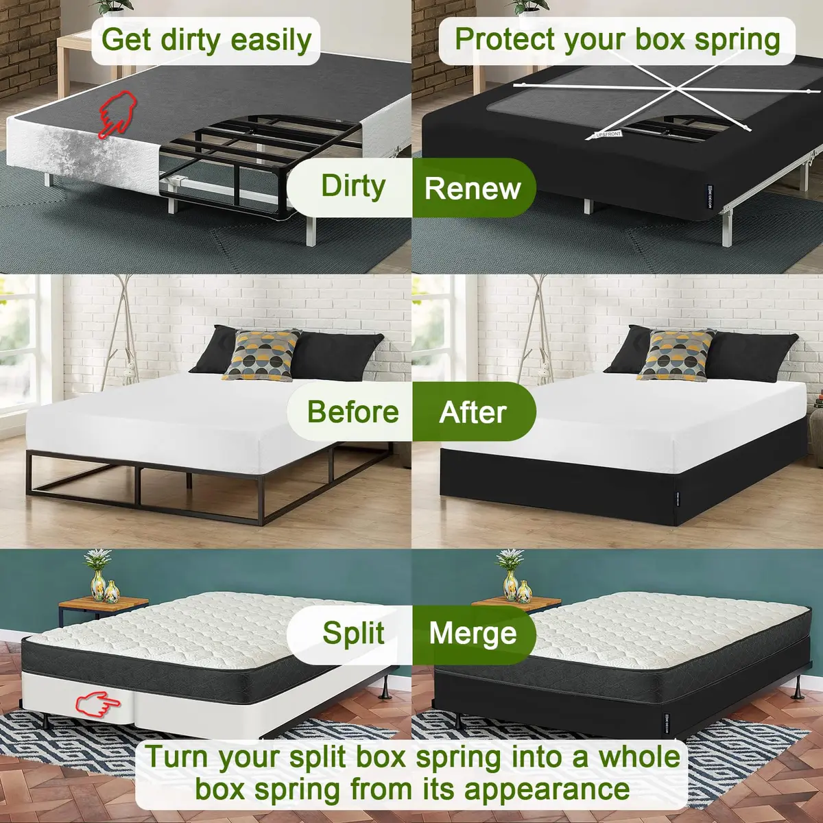 Bedecor 4-9 Inch Split Box Spring Cover King/Cal King | Modern, Stretchy & Dustproof - view 3