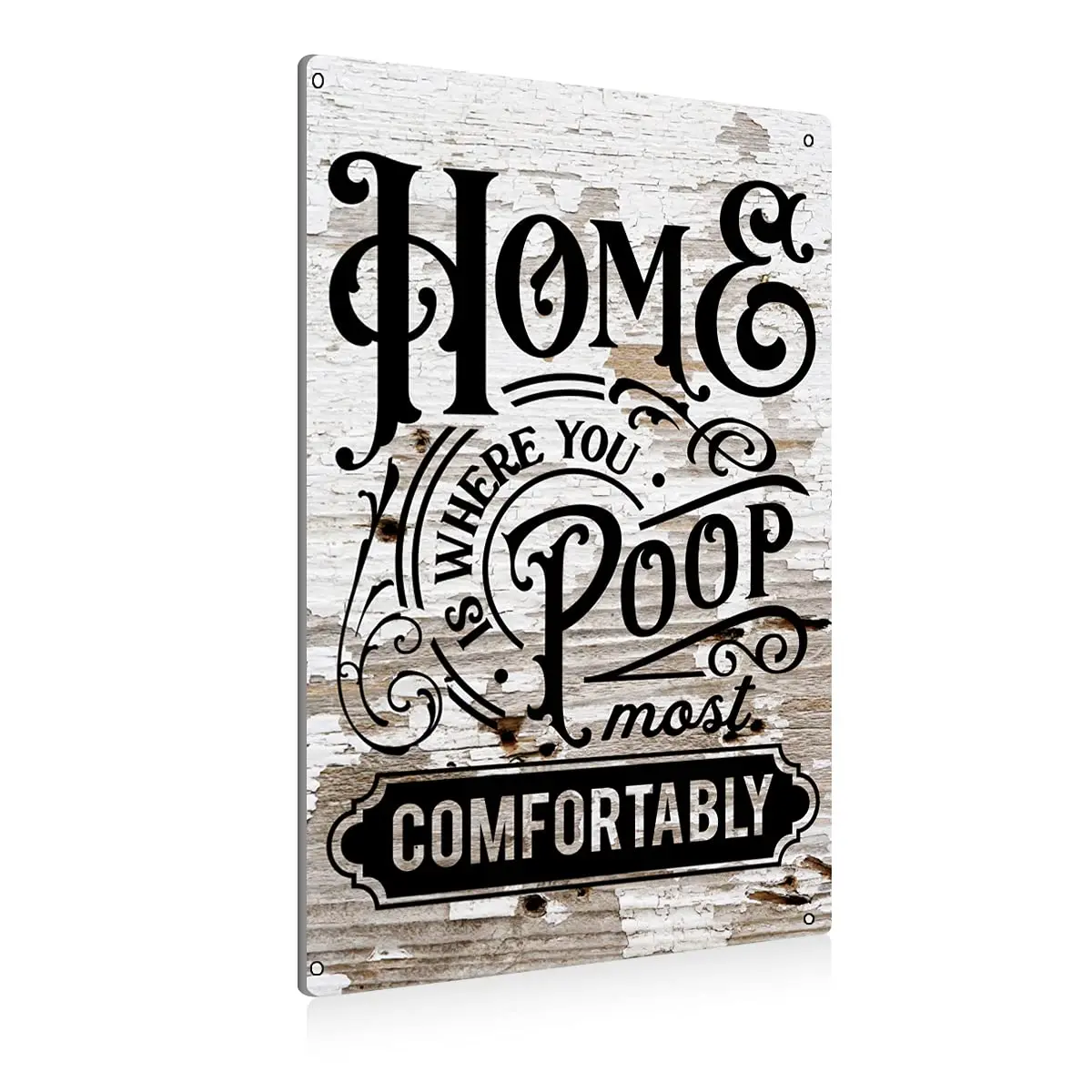 BEASTZHENG Funny Home is Where You Poop Most Comfortably Bathroom Tin Sign 8 x 12 inches | Farmhouse Bathroom Quote Wall Decor - main product image