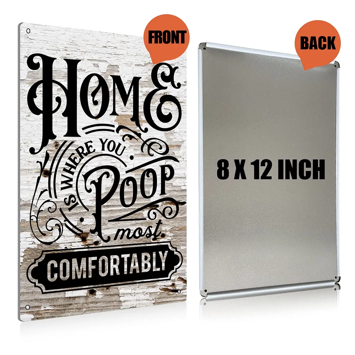 BEASTZHENG Funny Home is Where You Poop Most Comfortably Bathroom Tin Sign 8 x 12 inches | Farmhouse Bathroom Quote Wall Decor - view 2
