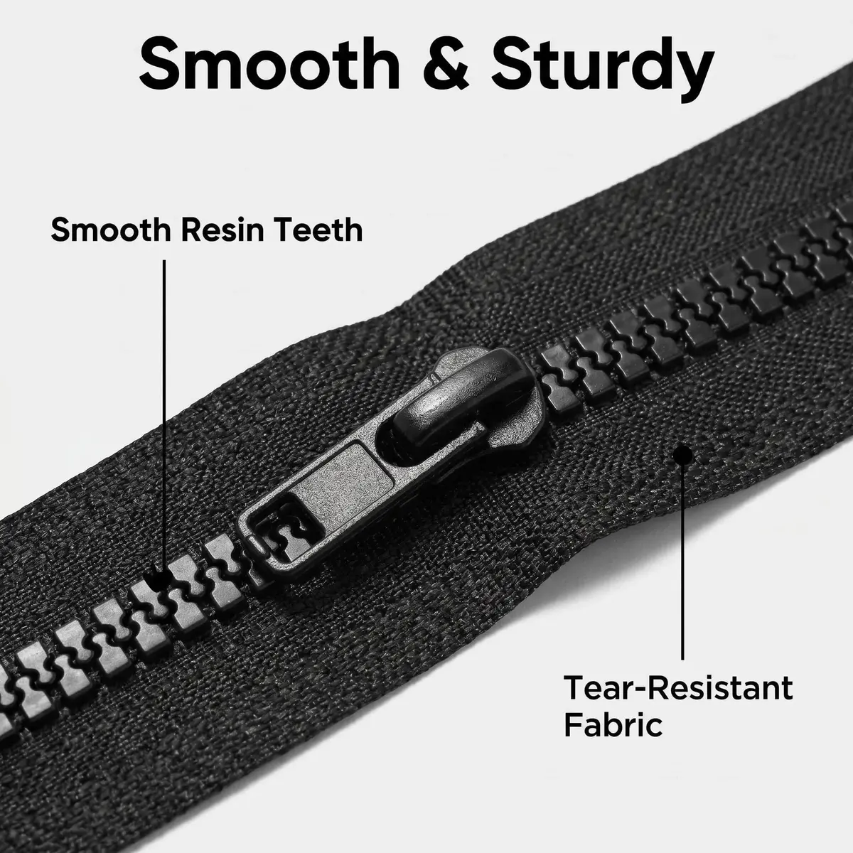 Sawoake 2PCS #5 37 Inch Separating Jacket Zippers | Durable Plastic, Black, Left-Handed - view 3