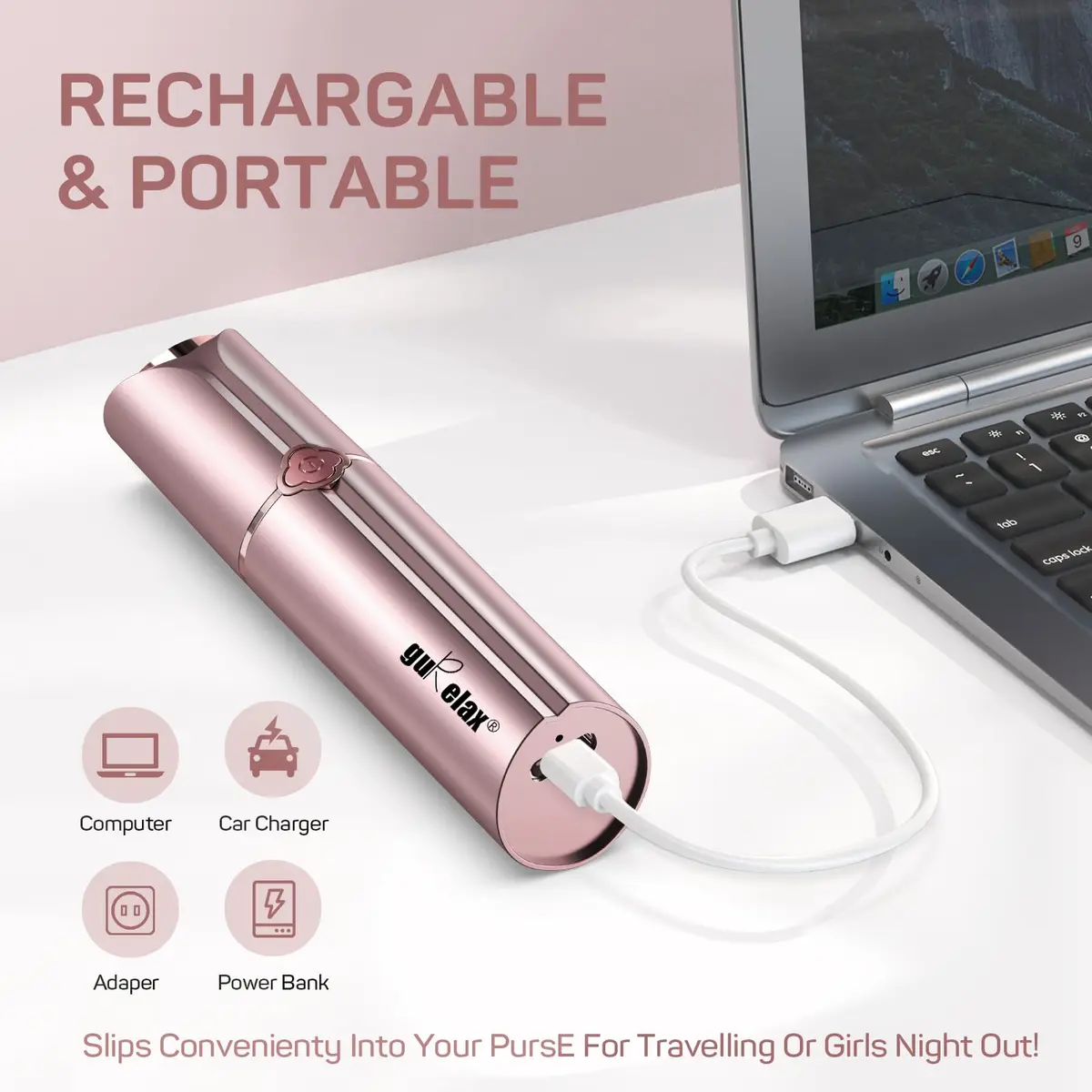 Gurelax Facial Hair Removal for Women - Painless Electric Face Shaver with 2 Replacement Heads | Rechargeable Pink Device - view 4