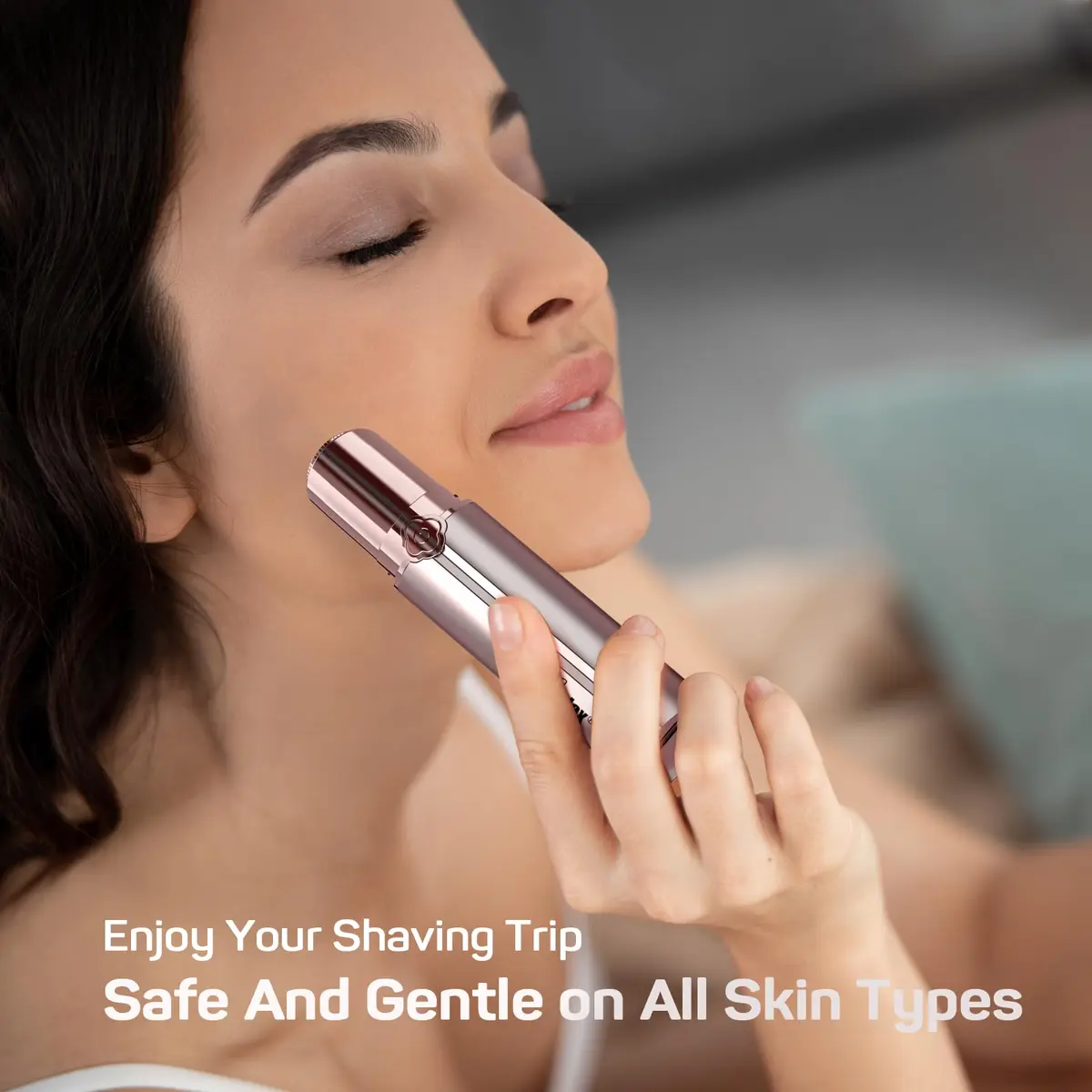 Gurelax Facial Hair Removal for Women - Painless Electric Face Shaver with 2 Replacement Heads | Rechargeable Pink Device - view 6