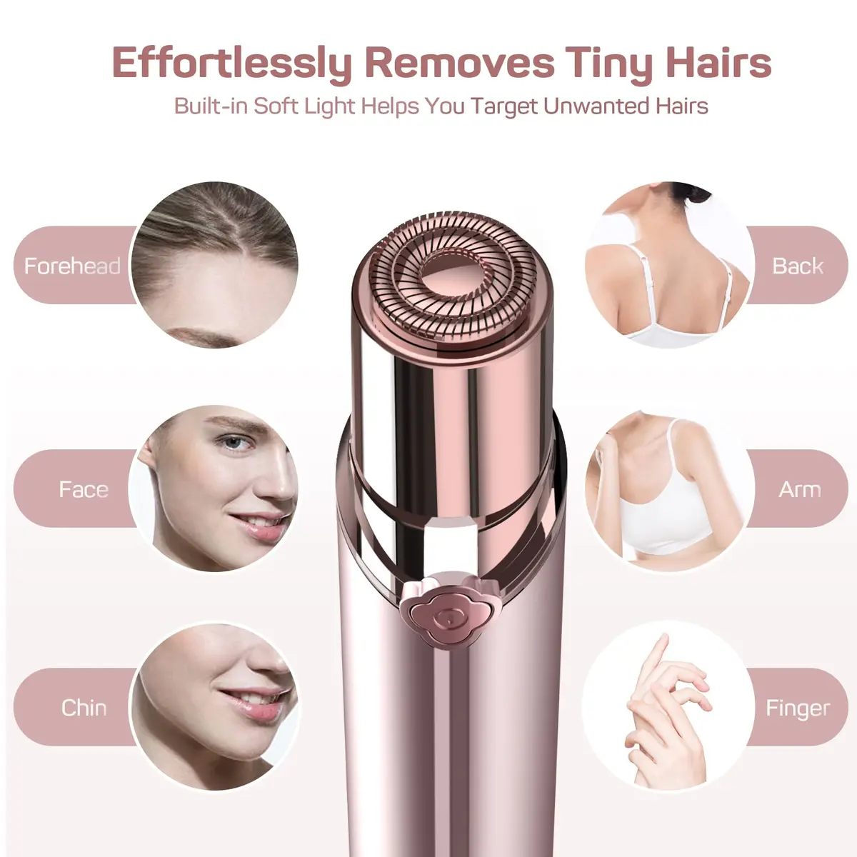 Gurelax Facial Hair Removal for Women - Painless Electric Face Shaver with 2 Replacement Heads | Rechargeable Pink Device - view 2