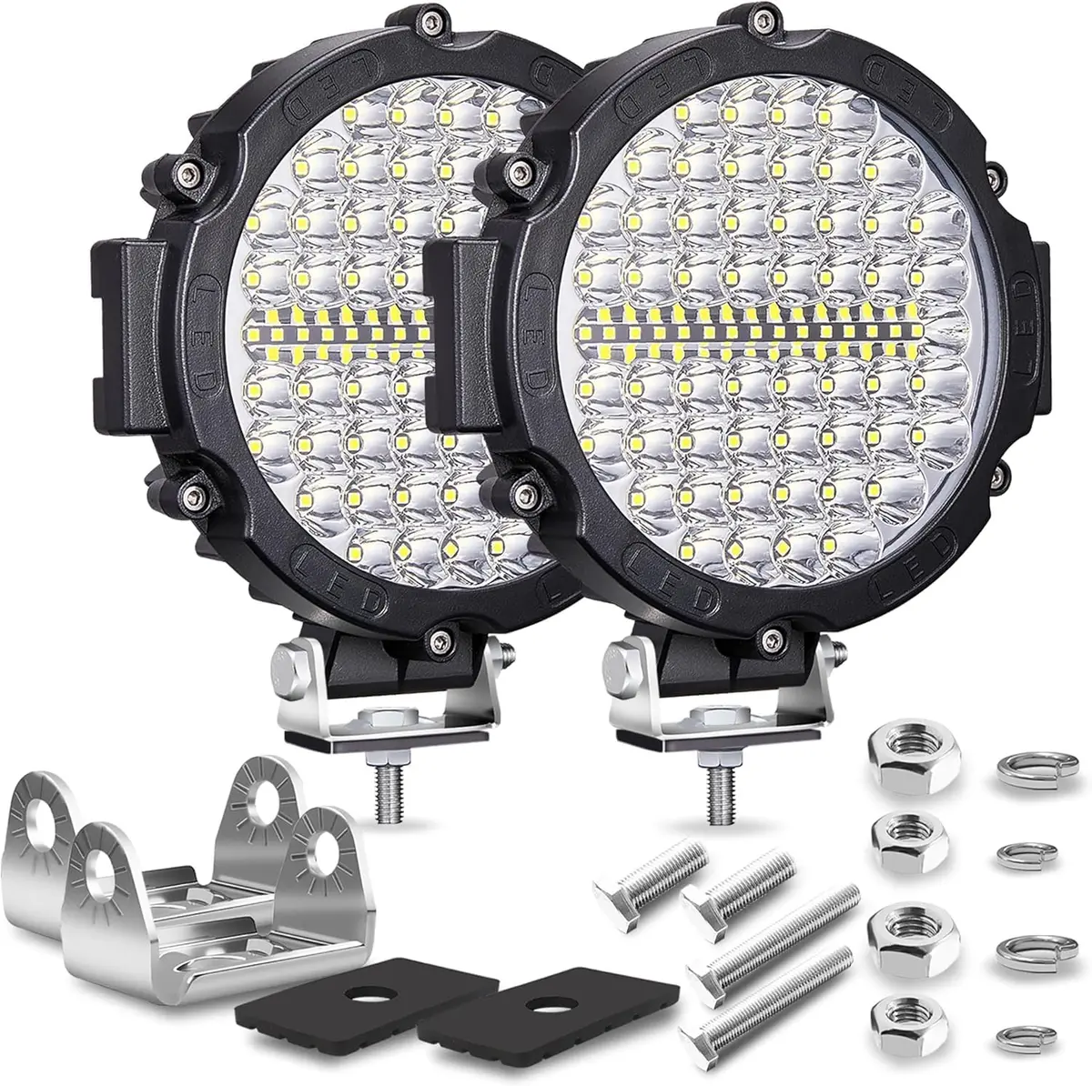 SAN YOUNG 7 Inch Round LED Off Road Lights 210W 10000lm Flood Spot Beam 2 Pack | 12V-60V Wide Voltage Compatible - main product image