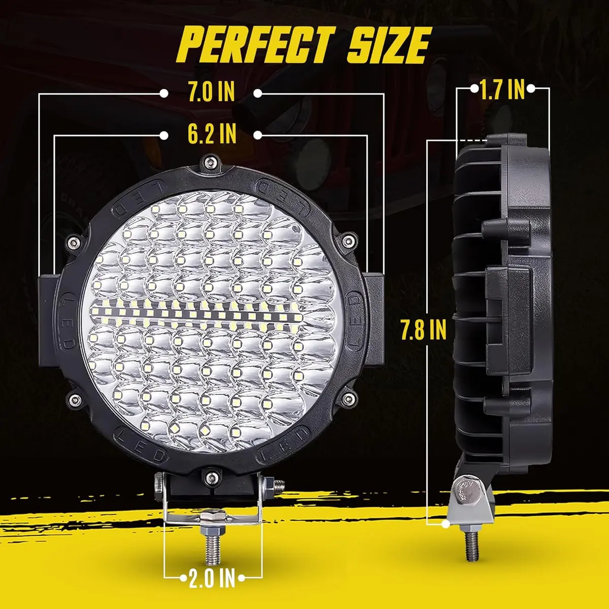 SAN YOUNG 7 Inch Round LED Off Road Lights 210W 10000lm Flood Spot Beam 2 Pack | 12V-60V Wide Voltage Compatible - view 3
