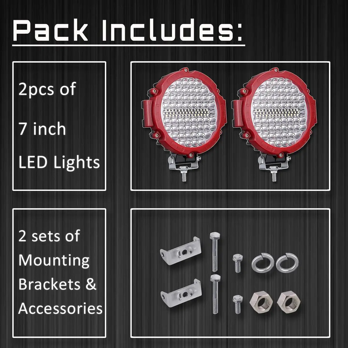 SAN YOUNG 7 Inch Round LED Offroad Lights 210W 10000lm (15.19cm x 21.49cm x 23.90cm) | 2 Pack Driving Auxiliary Fog Lights - view 9