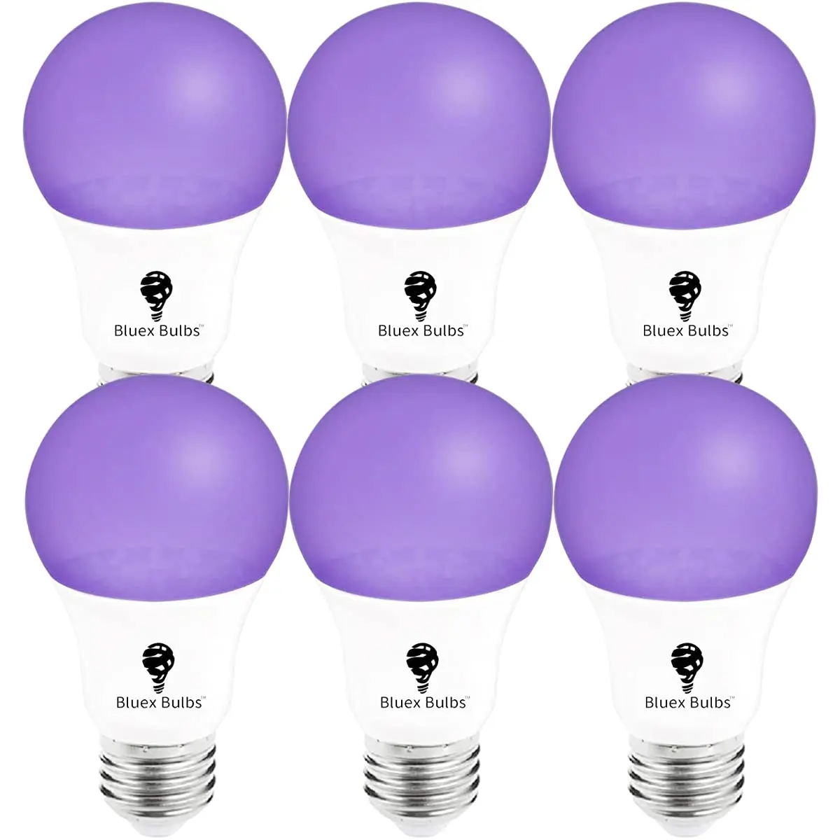 Bluex Bulbs 6 Pack LED Black Light Bulb, 9W A19 E26 | Neon Glow for Decor & Parties - main product image
