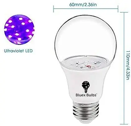 Bluex Bulbs 6 Pack LED Black Light Bulb, 9W A19 E26 | Neon Glow for Decor & Parties - view 3