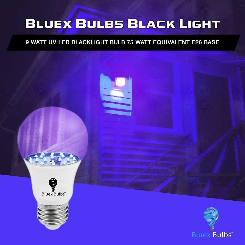 Bluex Bulbs 6 Pack LED Black Light Bulb, 9W A19 E26 | Neon Glow for Decor & Parties - view 5