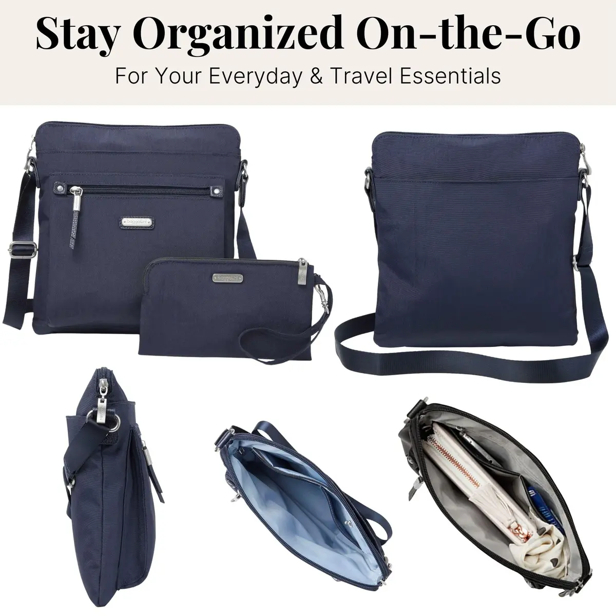 Baggallini Go Bagg with RFID Wristlet - Lightweight 10.75"x10" Travel Purse Crossbody Bag for Women - view 6