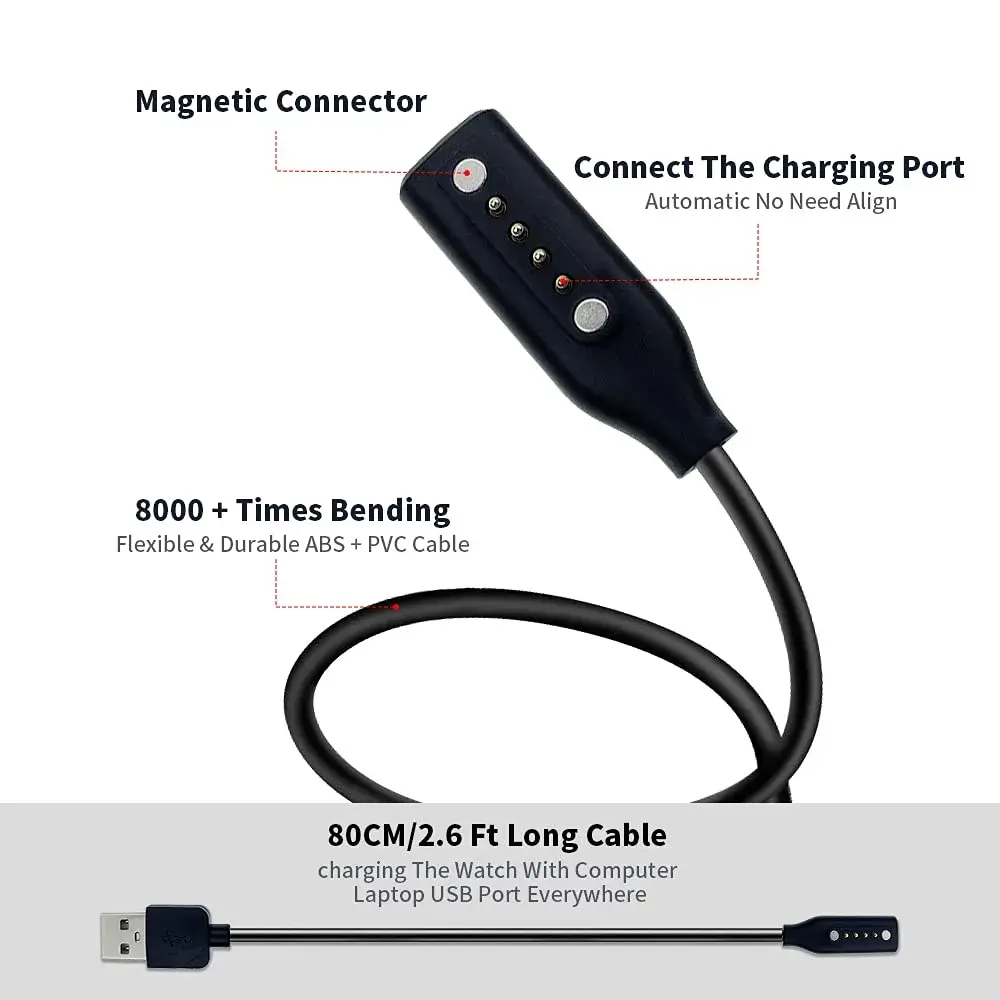 E ECSEM Magnetic USB Charging Cable for Bose Frames Audio Sunglasses 80cm (2.6ft) | Fast Charging Replacement Cord - view 2