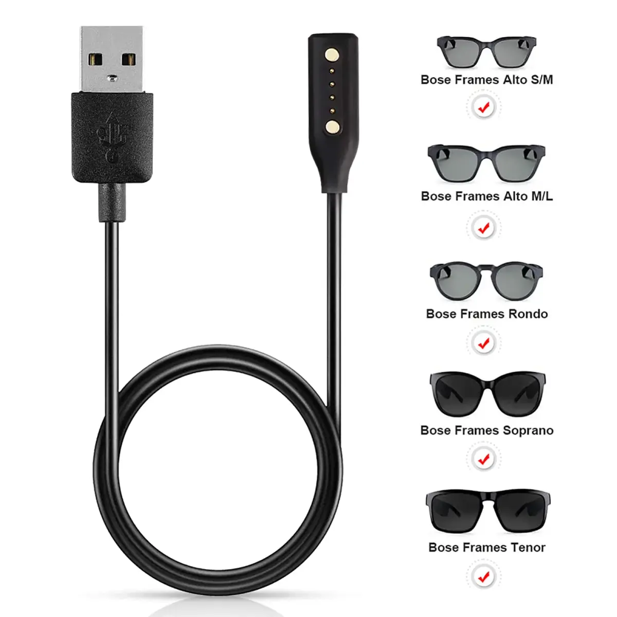 E ECSEM Magnetic USB Charging Cable for Bose Frames Audio Sunglasses 80cm (2.6ft) | Fast Charging Replacement Cord - view 3