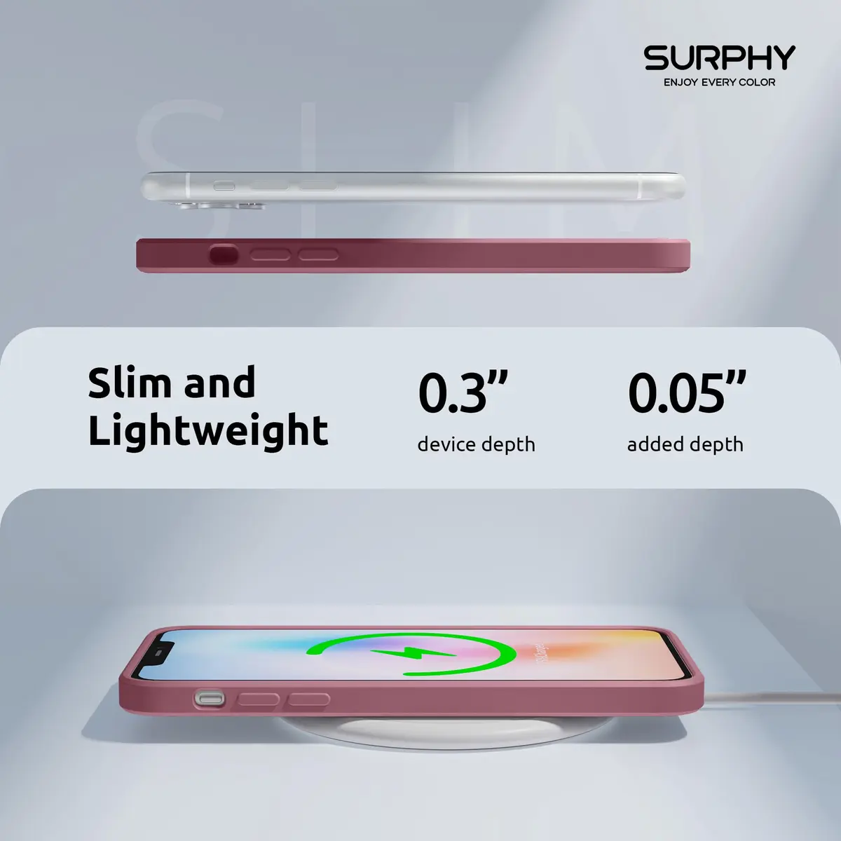 SURPHY Liquid Silicone Case for iPhone 11 (6.1 inches) with Camera Protection, Straight Edge Slim Design, Lilac Purple | Supports Wireless Charging - view 6