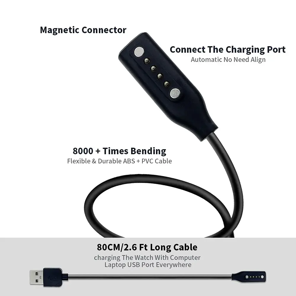 E ECSEM Magnetic USB Type A Charging Cable 80cm (2.6ft) for Bose Frames Audio Sunglasses | Fast Charging - view 2