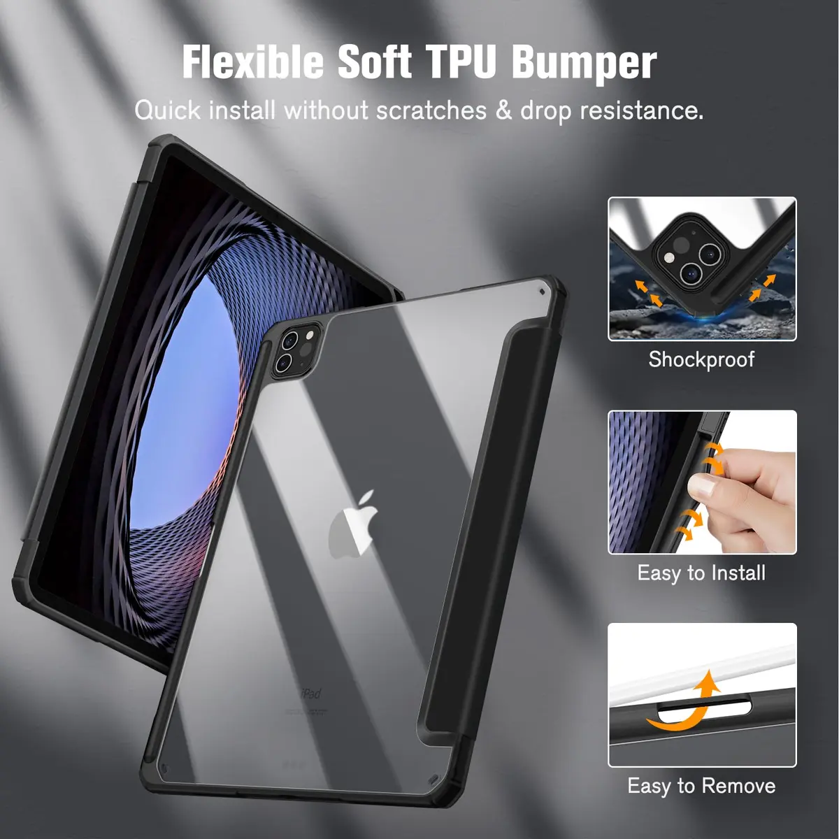 Fintie Hybrid Slim Case for iPad Pro 11-inch (4th/3rd/2nd/1st Gen) with Pencil Holder & Stand | Black - view 5