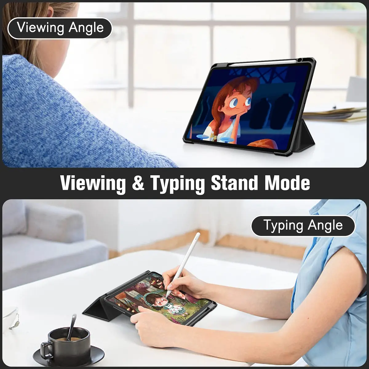 Fintie Hybrid Slim Case for iPad Pro 11-inch (4th/3rd/2nd/1st Gen) with Pencil Holder & Stand | Black - view 4