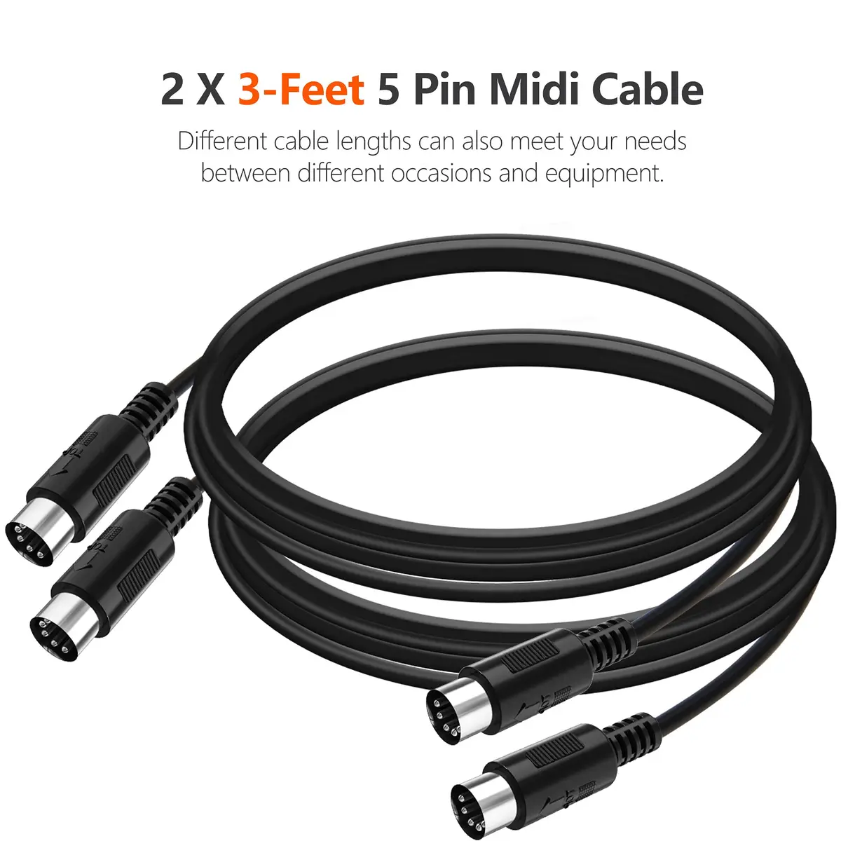 Mellbree MIDI Cable 5-Pin DIN Male to Male 3FT | 2-Pack for Studio & Live Use - view 6