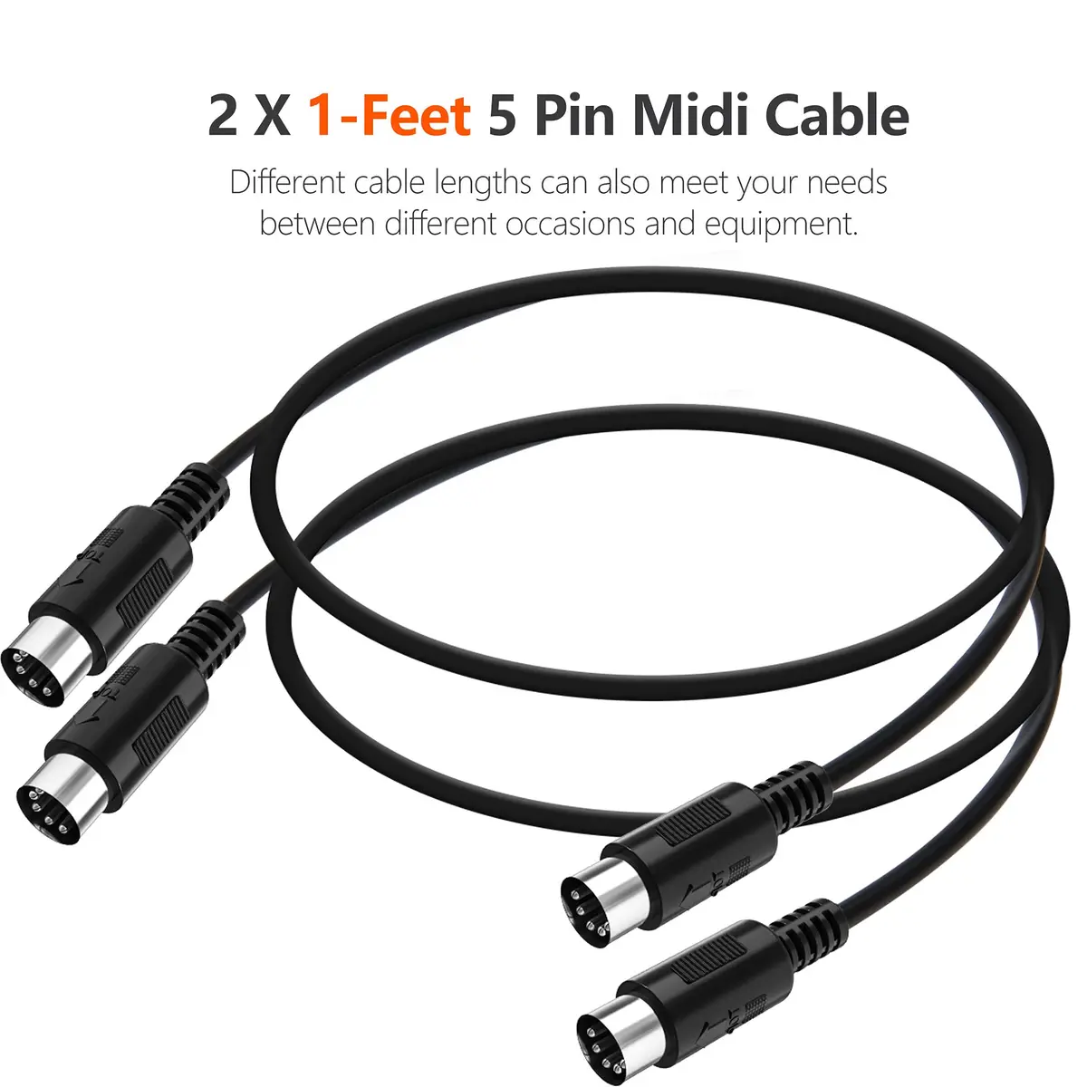 Mellbree MIDI Cable 5-Pin DIN Male to Male 1FT | High-Quality Audio Connection - view 6