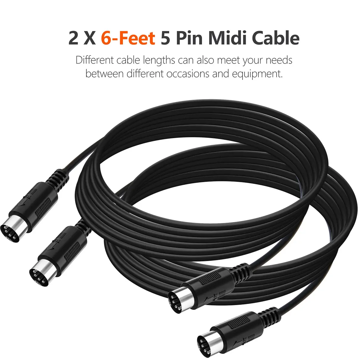 Mellbree MIDI Cable 5-Pin DIN Male to Male 6FT | High-Quality Audio Connection - view 6