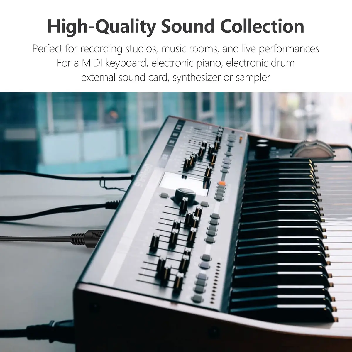 Mellbree MIDI Cable 16-Feet Male to Male 5-Pin MIDI Cable for Music Gear | Compatible with MIDI Keyboard, Synth, Sound Card - view 5