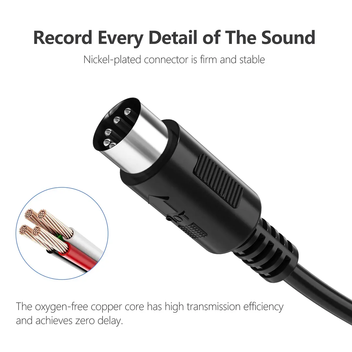 Mellbree MIDI Cable 16-Feet Male to Male 5-Pin MIDI Cable for Music Gear | Compatible with MIDI Keyboard, Synth, Sound Card - view 4