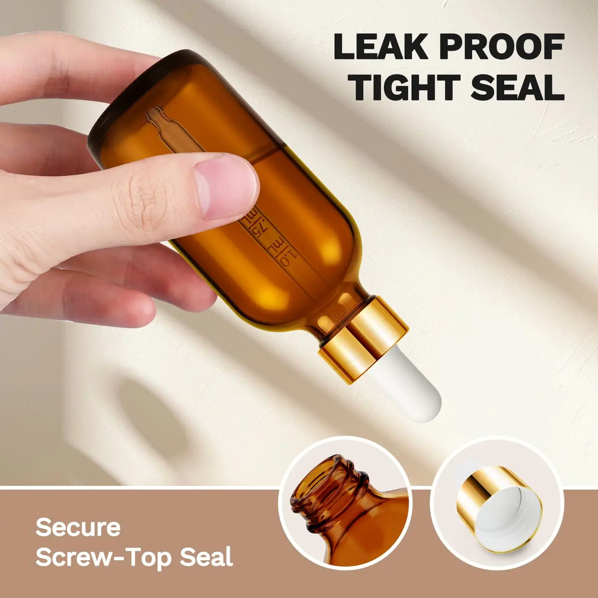 Bumobum 99 Pack 2 oz Amber Glass Dropper Bottles | Leakproof, Travel-Friendly, Essential Oil Storage - view 4