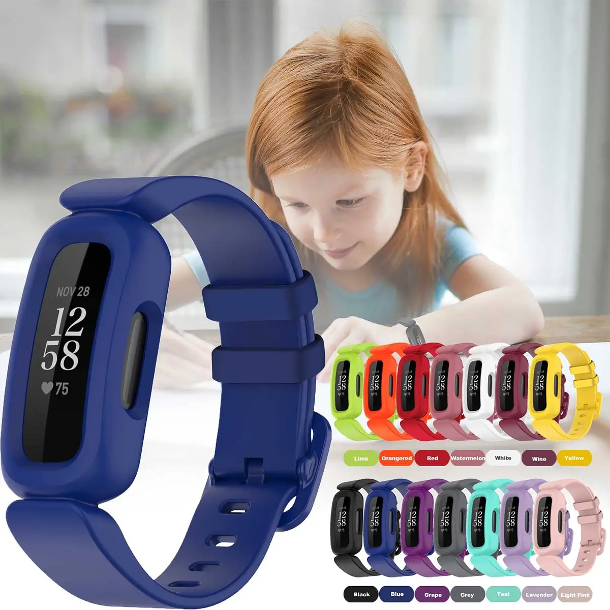 TopPerfekt Silicone Replacement Band for Fitbit Ace 3 | Waterproof Kids Watch Strap (Blue) - view 6