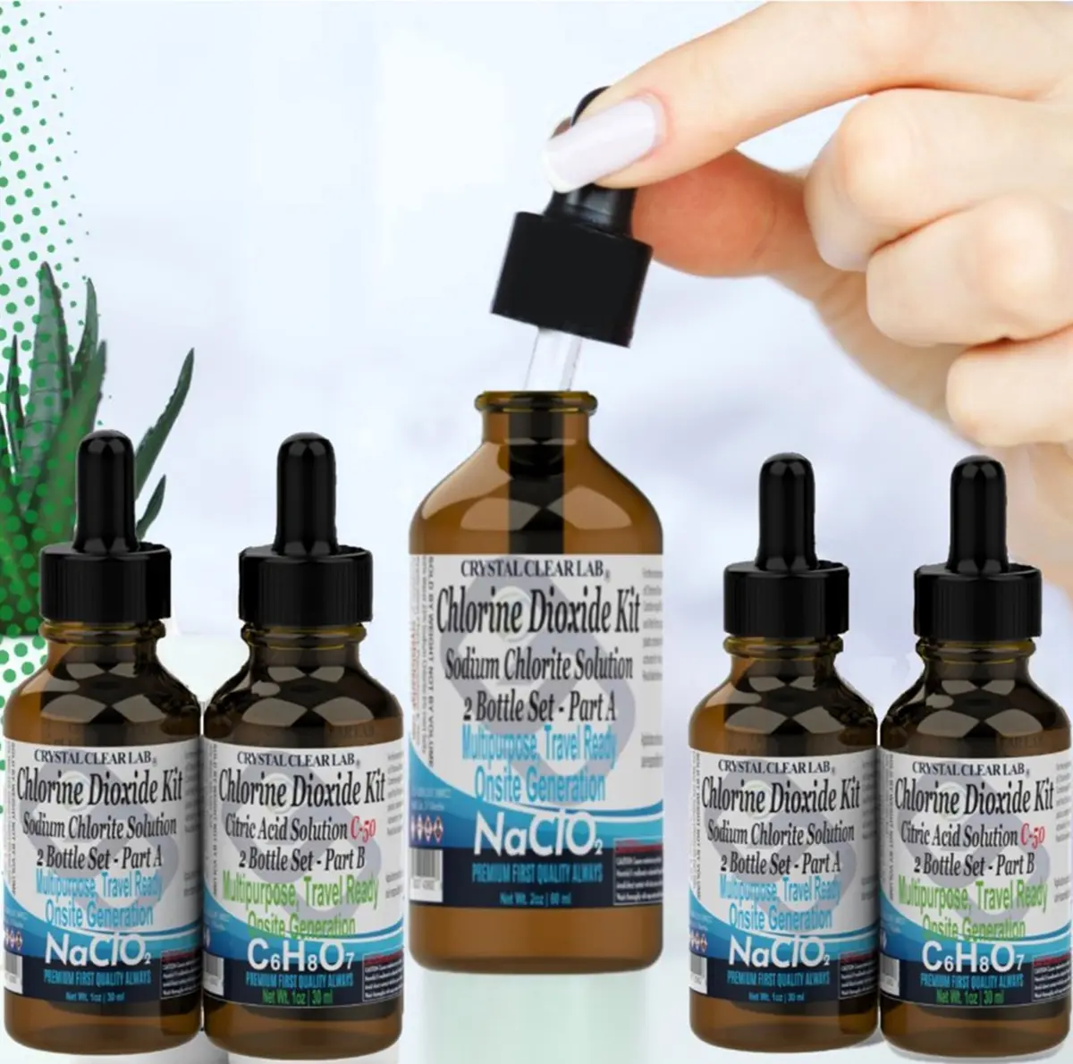 CrystalClearlab Chlorine Dioxide ClO2-Kit Clear 1 Oz (2 Bottles) | On-Site Generation for Water Purification - view 2