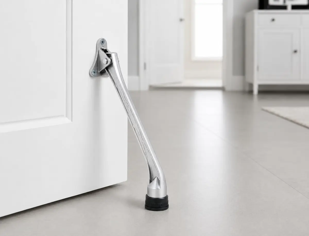 HOME&I 7-Inch Kick Down Door Stopper with Leaf Spring & Non-Slip Rubber Foot, Satin Nickel | Extended Reach Door Holder for Wood, Tile, Carpet & Concrete Floors - view 2