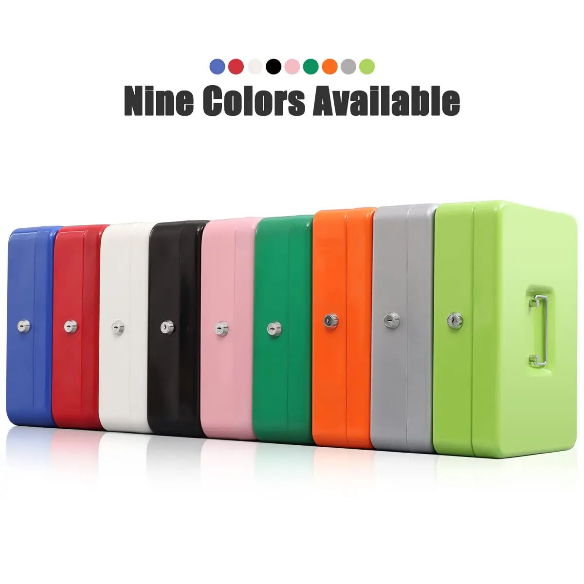 KYODOLED Locking Cash Box with Key Lock, Money Tray, 29.99cm x 24cm x 9cm | Sturdy Steel Construction for Secure Storage - view 5