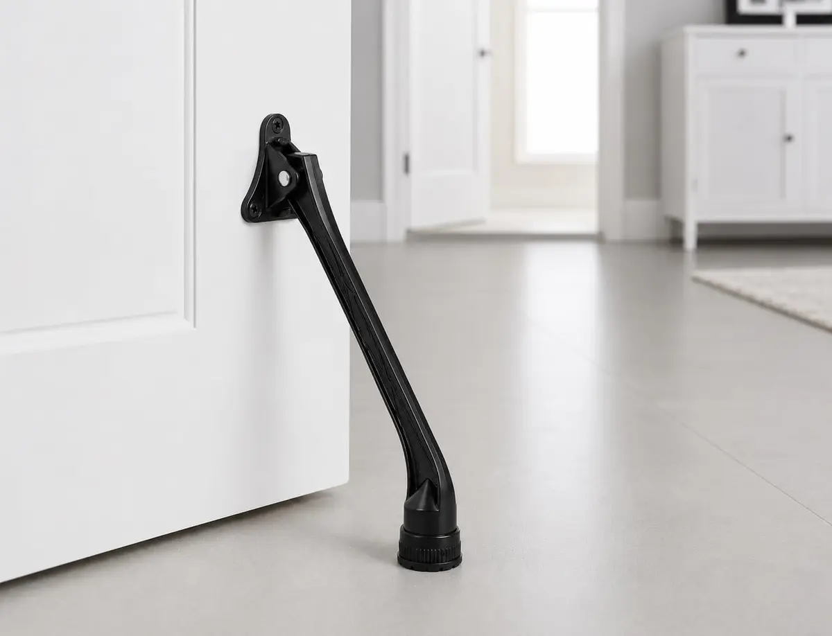 HOME&I 7-Inch Kick Down Door Stopper with Leaf Spring & Non-Slip Rubber Foot, Satin Nickel | Extended Reach Door Holder for Wood, Tile, Carpet & Concrete Floors - view 2