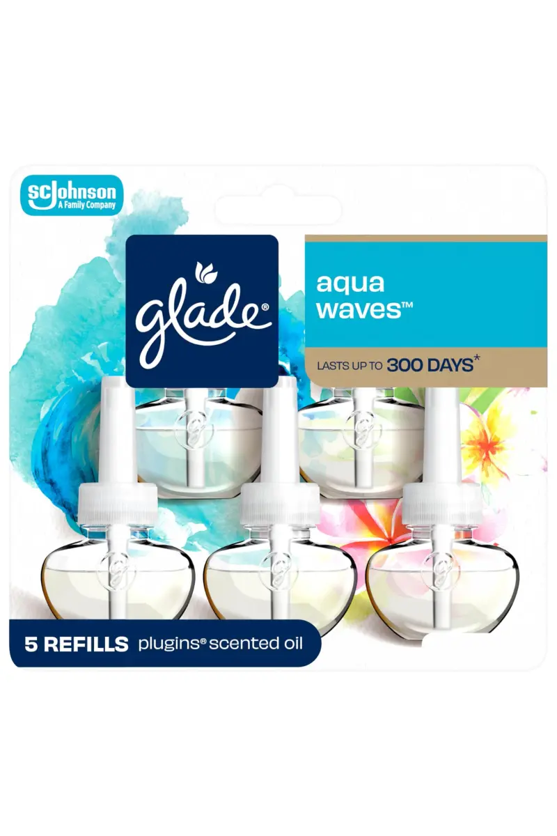 Glade PlugIns Refills Air Freshener Aqua Waves 3.35 Fl Oz (100 ml) | Scented Oil for Home & Bathroom - main product image